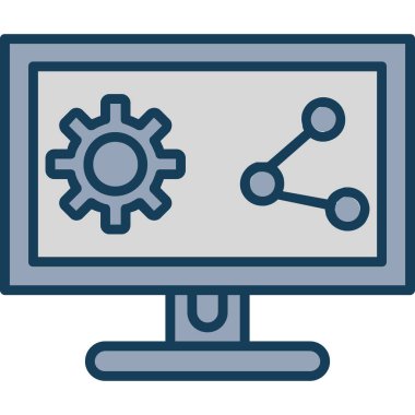 Bilgisayar monitörü. Web simgesi vektör illüstrasyonu