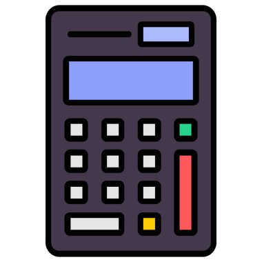 hesap makinesi düz simgesi, vektör illüstrasyonu