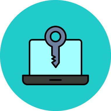 Anahtar simgesi olan dizüstü bilgisayar. vektör illüstrasyonu