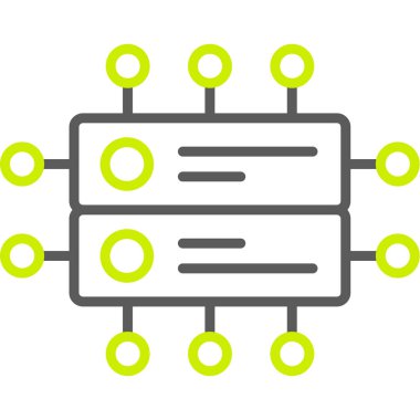 veritabanı sunucu simgesi. style is bicolor flat eco sembolu, eco green and gray color, round angle, white background.