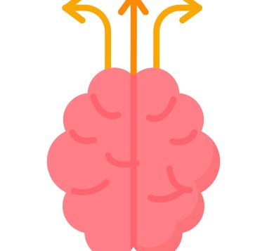 Vektör çizimi. Beyin ve ok. Beyin ve fikir