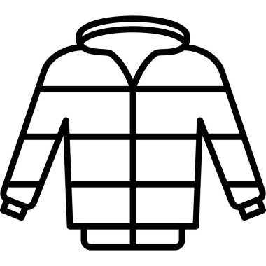 Kışlık ceket taşıyıcı taslak ikonu. Beyaz arkaplanda izole edilmiş vektör illüstrasyonu.