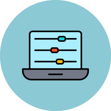 Grafikli laptop. Web simgesi basit illüstrasyon