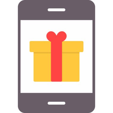 Hediyeli akıllı telefon hediyesi. Vektör çizimi. izole.