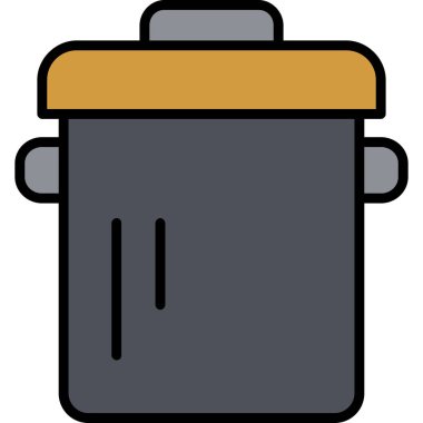 Çöp kutusu simgesi, vektör illüstrasyonu