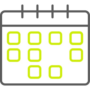 Takvim ayı simgesi. Vektör biçimi düz sembol, eko yeşil renk, yuvarlak açılar, beyaz arkaplan.