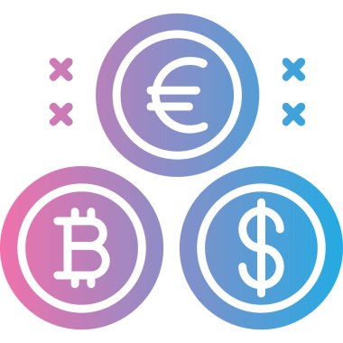 Dolar sembolü ve döviz kuru olan euro sikkeleri. vektör illüstrasyonu