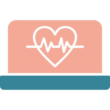 Kalp atışı vektör simgesi. biçim düz yuvarlak kare düğme, yumuşak pembe ve mavi renkler, beyaz arkaplan.