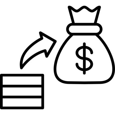 çanta çanta dolar simgesi taslak biçimi