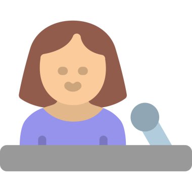 kadın gazeteci düz simge, vektör, illüstrasyon.