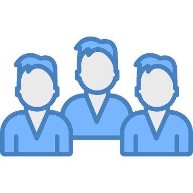 Saç stili ve mavi çizgili vektör illüstrasyonu olan bir grup insan