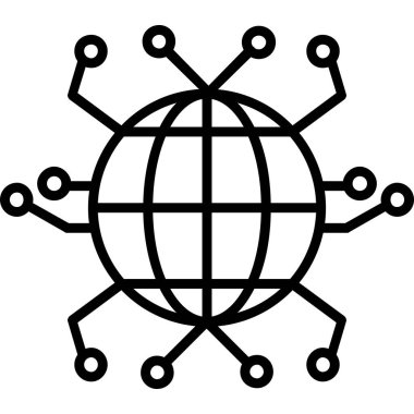 İnternet ağ simgesi ana hatları vektörü. genel bağlantı