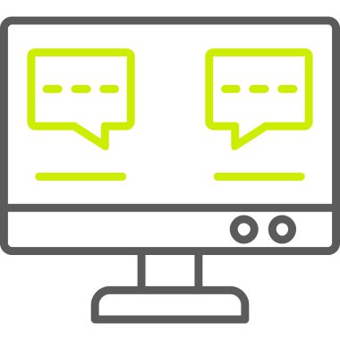 Simge vektörünü izle. biçim iki renkli düz sembol, eko yeşil ve gri renkler, yuvarlak açılar, gri arkaplan.