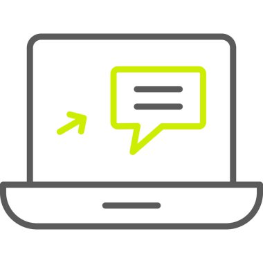 Konuşma baloncukları ikonlu laptop. vektör illüstrasyonu