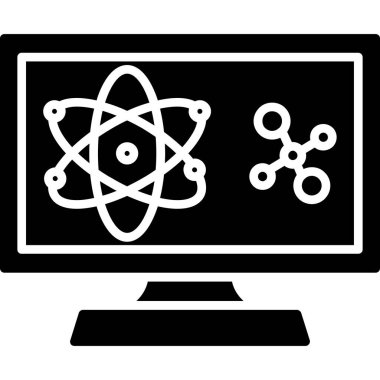 atom simgesi ile bilgisayar monitörü