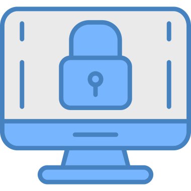 İnternet güvenlik kilidi simgesi doldurulmuş ana hatlar biçiminde