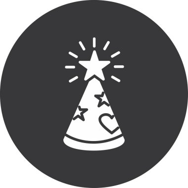 Noel ağacı vektör simgesi. Beyaz arkaplanda izole edilmiş basit bir vektör çizimi. Ağ ve yazılım için tasarlanmış bir dairede noel ağacı tasarımı.