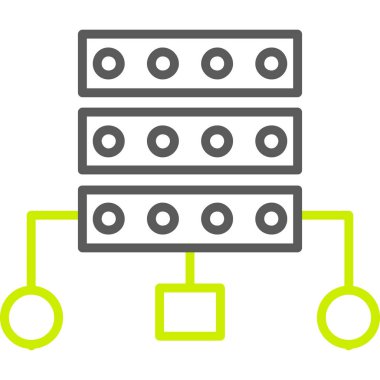 sunucu ağ vektör simgesi. stilde düz çizgi, eko yeşil renk, beyaz arkaplan.