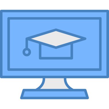 Online eğitim. Web simgesi vektör illüstrasyonu