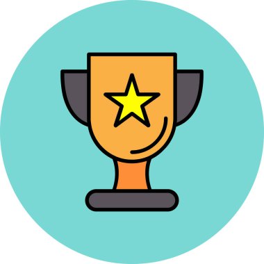 Ödül kupası ikonu. Taslak ödül kupa vektör rengi düz izole