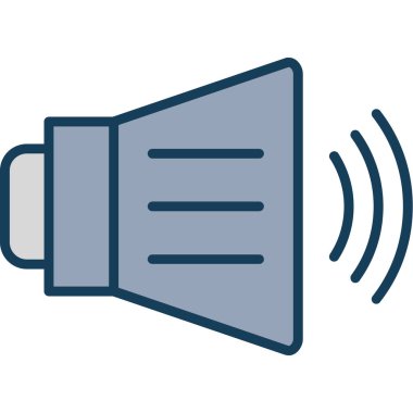 Hoparlör vektör simgesi. Resim biçimi düz sembol, mavi renk.