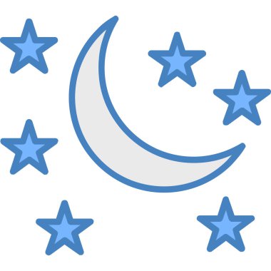 Yıldızlar ve ay. gece ay simgesi