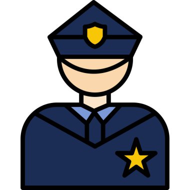 Polis memuru ikonu. Renk tasarımlı düzenlenebilir ana hat vektörü. vektör illüstrasyonu.