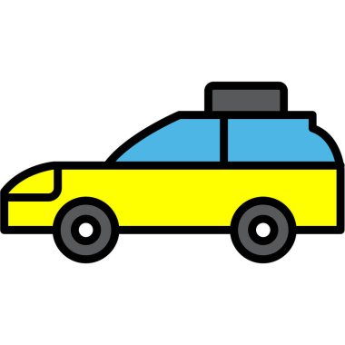 Araba ikonu. Web ve beyaz için renk çizgisi çizimi çizimi düz vektör sembolü