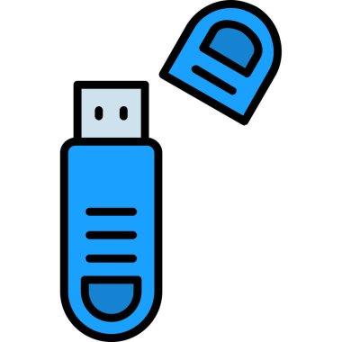 usb flash disk simgesi ana hatları vektörü. bilgisayar sürücüsü