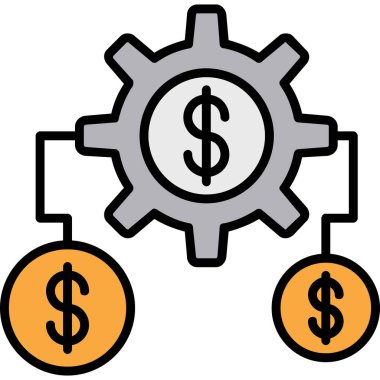Dolar ve dişli simgesi, vektör tasarımı