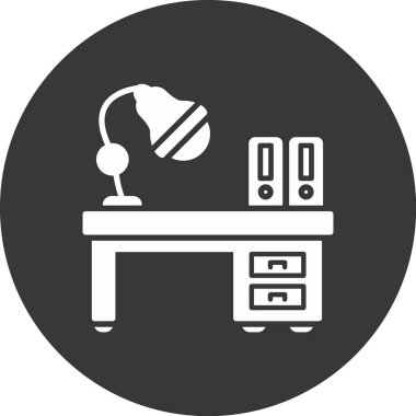 Ofis ve masa simgesinin vektör illüstrasyonu