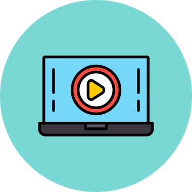 Video simgesi vektör illüstrasyon grafik tasarımlı bilgisayar