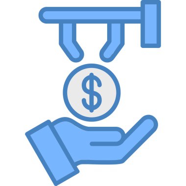 Para ödülü ikonu. Taslak para dolar vektör rengi düz izole