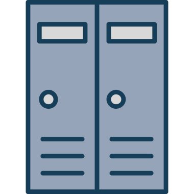 Bir gardırobun mavi ve beyaz ikonunun vektör çizimi