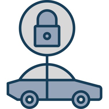 araba anahtarı kilitleme simgesi doldurulmuş dış hat biçimi