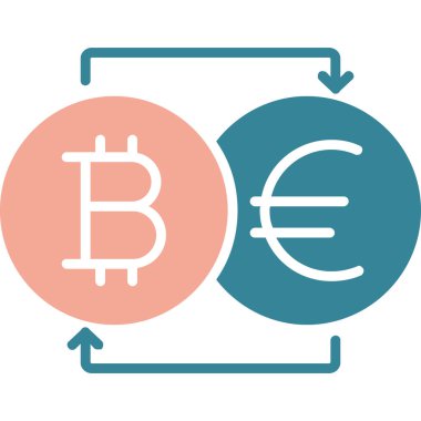 Bitcoin ve dolar işareti vektör düz simge tasarımı