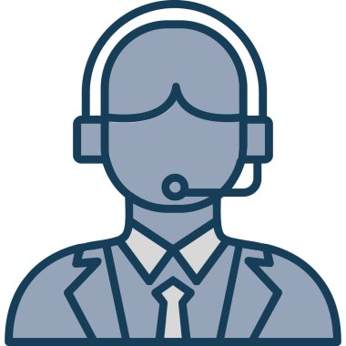 Çağrı merkezi simgesi. Müşteri temsili taslağı. düz dizayn