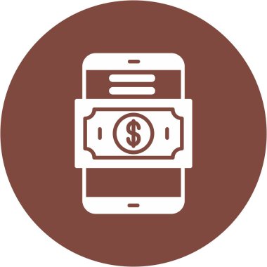 Bozuk para ikonlu akıllı telefon. vektör illüstrasyonu