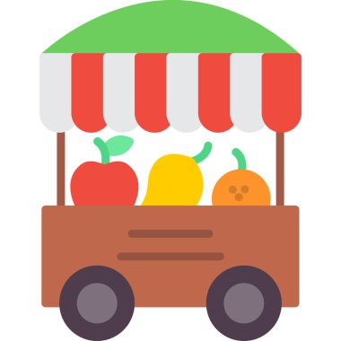 bakkal arabası simgesi, vektör, illüstrasyon