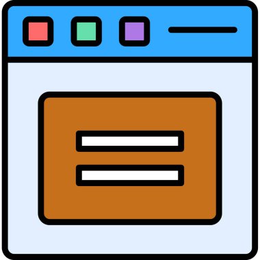 tarayıcı web sayfası simgesi renk ana hatları vektörü