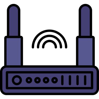 router simgesi ve vektör illüstrasyonu beyaz arkaplanda izole edildi