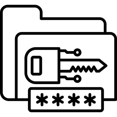 Şifre simgesi. Web için parola vektör simgelerinin özet çizimi