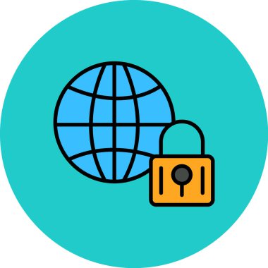 İnternet güvenlik simgesi. ana hatlı internet güvenlik vektörü simgesi rengi düz izole