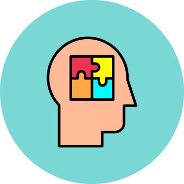 Yapboz parçaları ve yapboz parçaları olan insan kafası