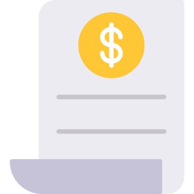 Bill Düz ikon, Dolar, Bill Vektör Çizimi. Para, dolar, fatura, fatura, düz stil, dolar, fatura