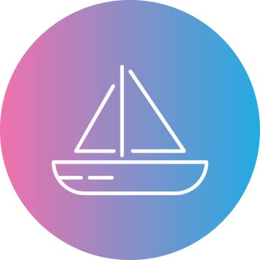 mavi arkaplanda izole edilmiş basit moda tekne simgesi.