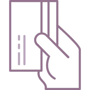 El ele tutuşan kart simgesi, vektör illüstrasyonu