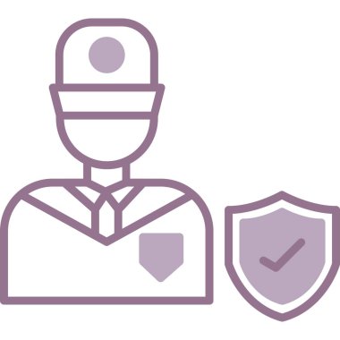 Kalkanı olan bir adamın vektör illüstrasyon simgesi