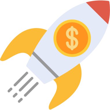 Bir dolar işareti olan roket. Girişim konsepti. Roket ikonu. başlangıç işi.