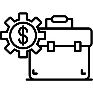 dişli ve dolar ikonu. vektör illüstrasyonu